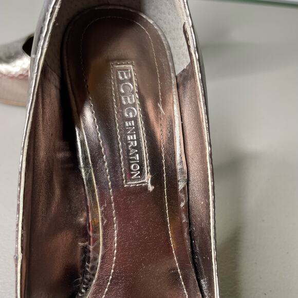 BCB Generation Parade High Heel Shoes Pointed Toe Snake Embossed Metallic 6.5M - Picture 9 of 12